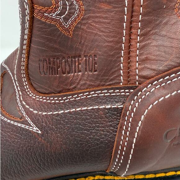 NWOT Cebu Boots Men 14EE Brown Comodidad Farmer Leather Safety Steel Toe main image 3